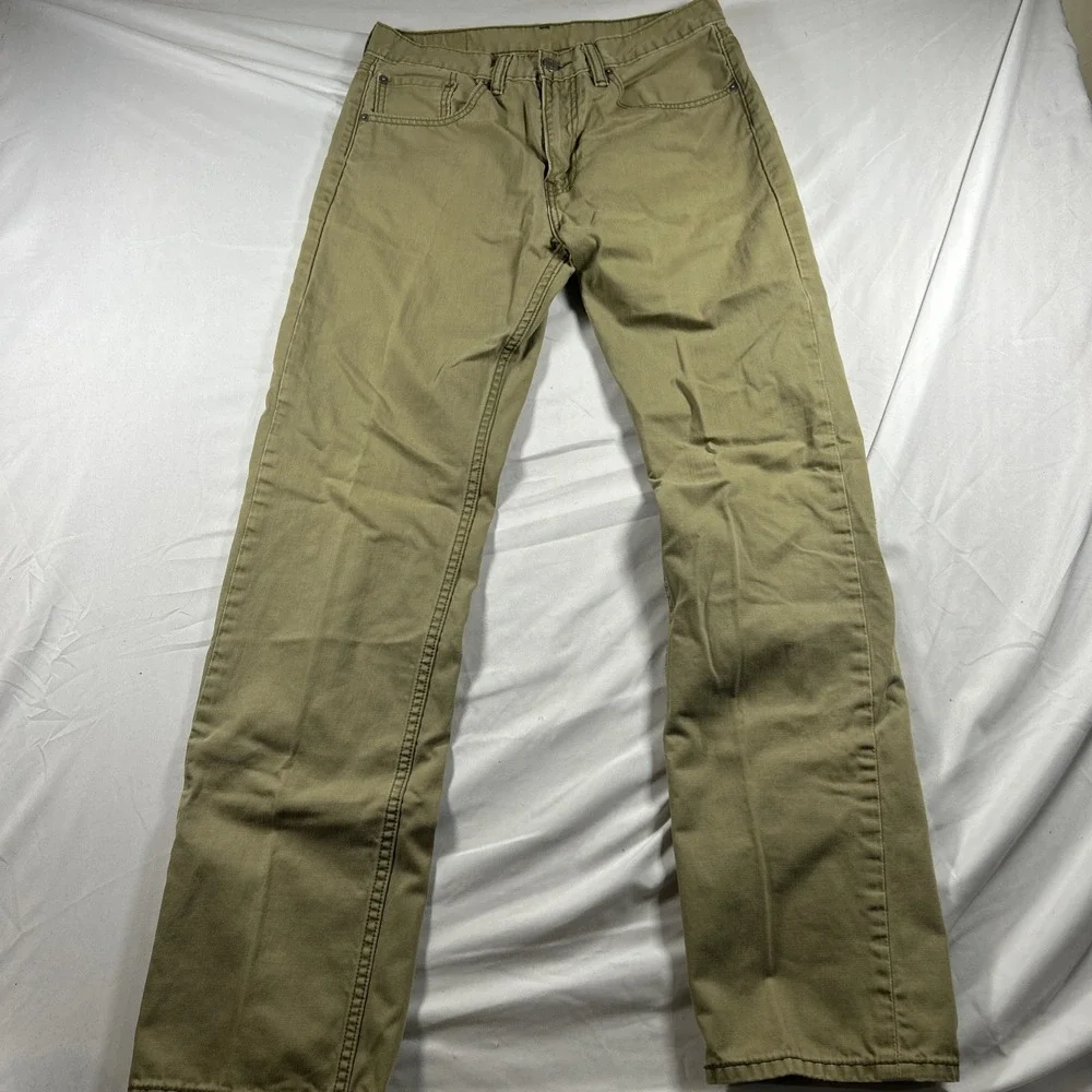 Levis 505 Regular Fit Pants Mens 32x32 Khaki Tan Straight Leg Canvas 100% Cotton